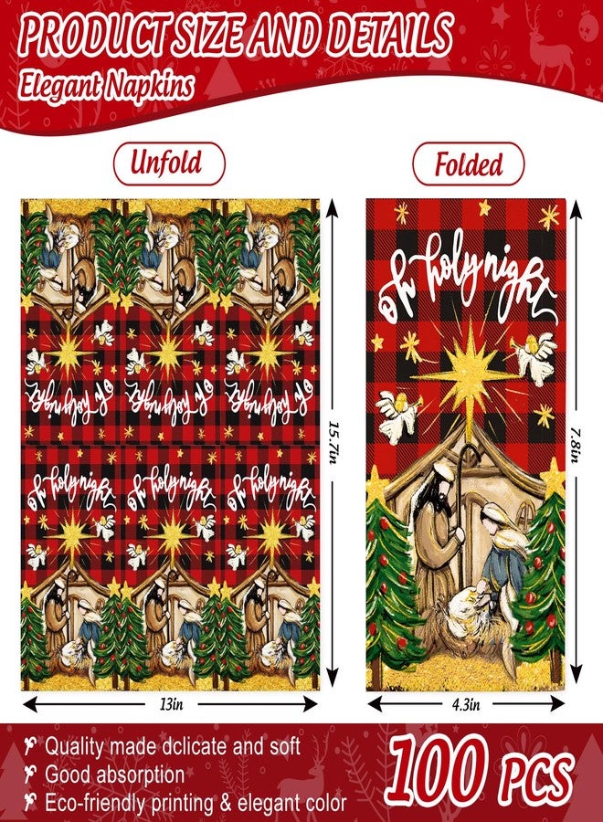 JarThenaAMCS مناديل جارثينا إيه إم سي إس، ١٠٠ قطعة، مناديل ورقية حمراء وسوداء منقوشة، للاستخدام مرة واحدة، مثالية لحفلات أعياد الميلاد، العشاء، وتزيين طاولة الطعام في المنزل. - Image 2